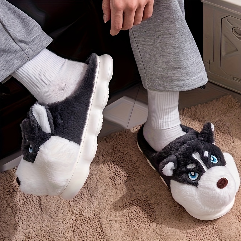 Men Shoes Eu To Us Size - ZUOFU Cute Husky Dog Plush Slide