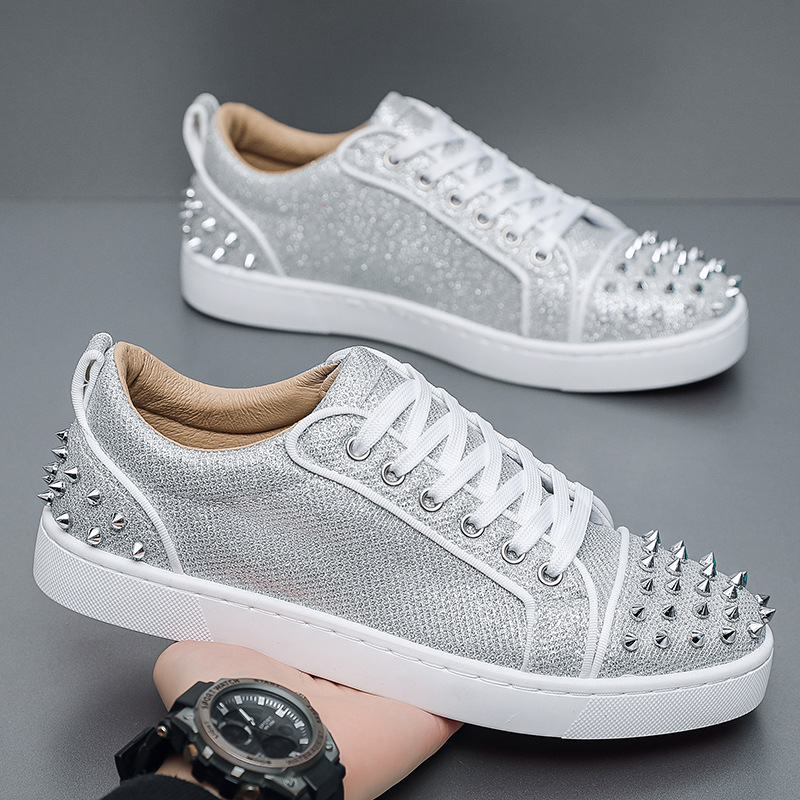 Men Shoes Dior - New Fashion Silver Trainers Glitter Spiky