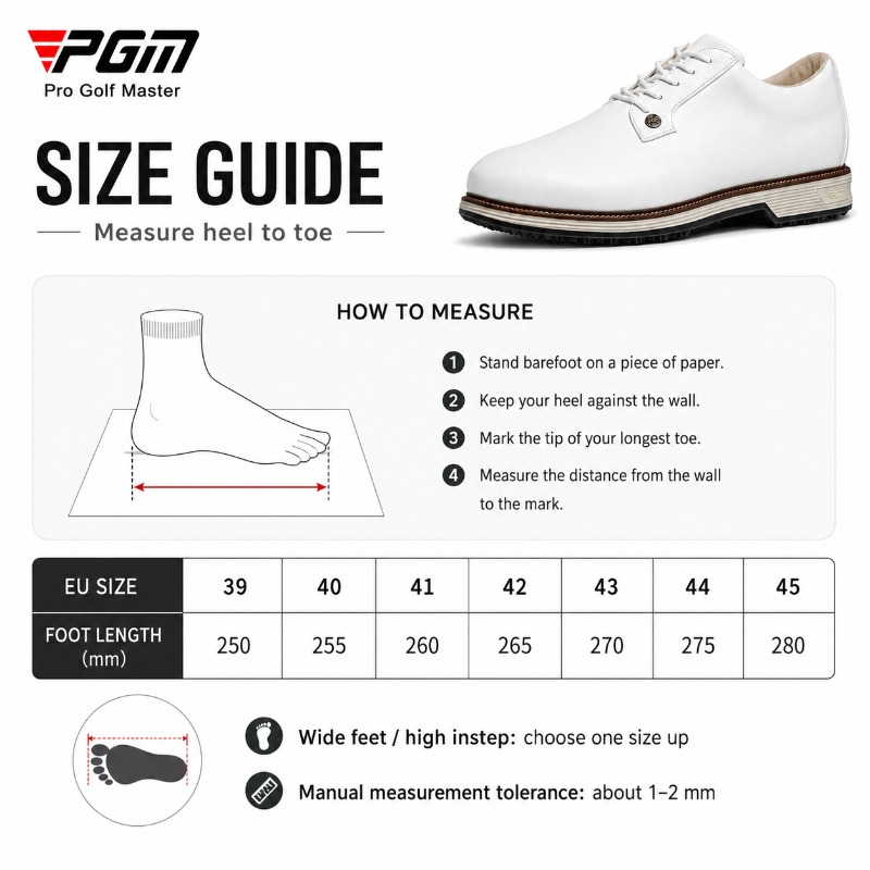 PGM Men's Cow Leather Golf Sho - đánh giá và giá Men Shoes Eu To Us Size